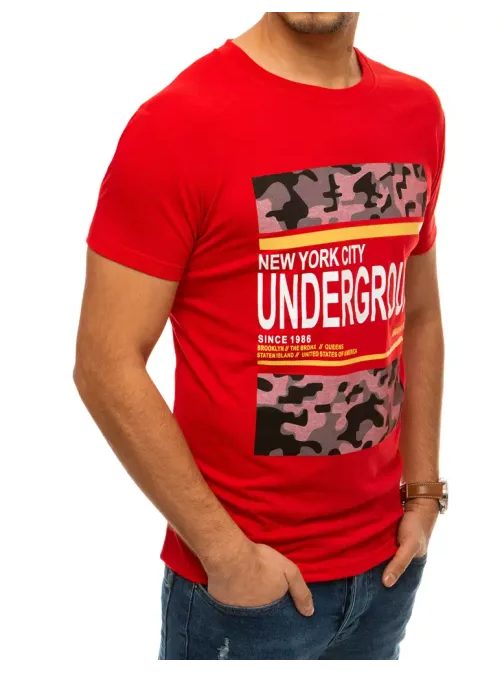 Trendi piros póló lenyomattal Underground