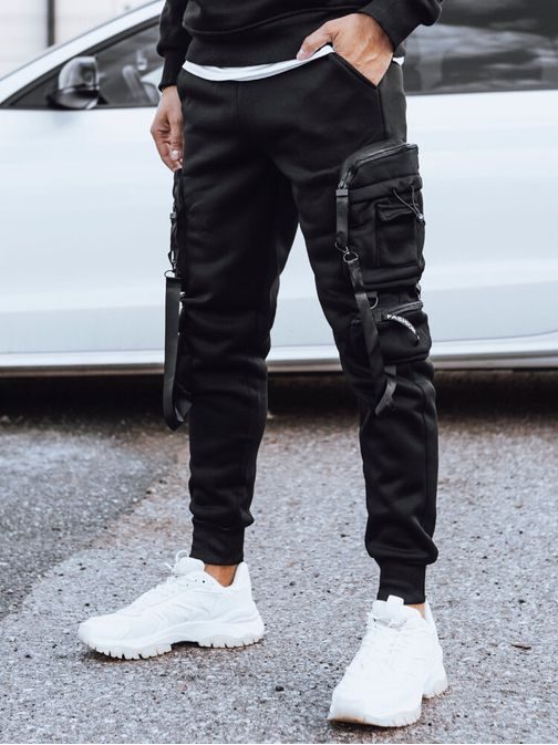 Egyedi fekete zsebes nadrág