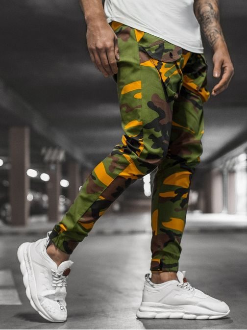 Stílusos khaki sárga terepmintás jogger nadrág G/11144