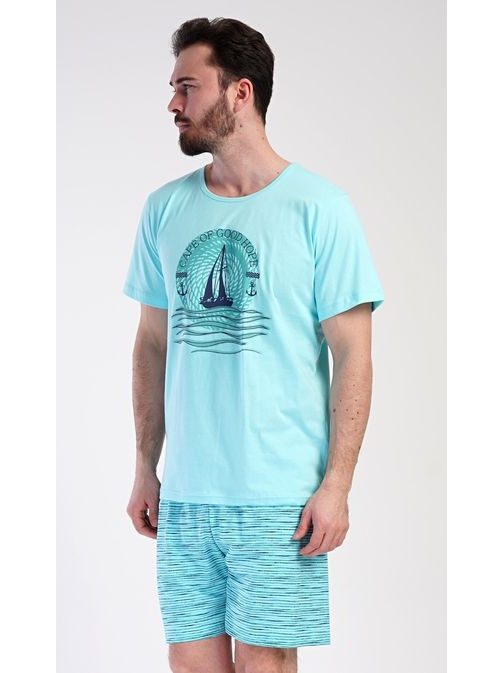 Trendi férfi pizsama Yachting menta színben