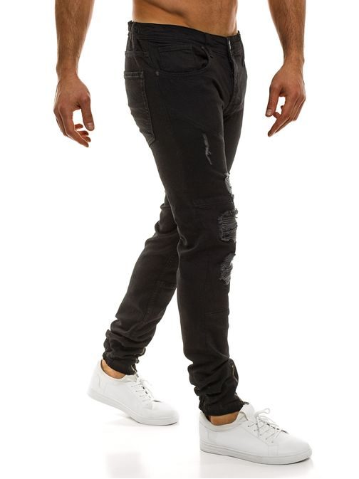 Szakadt térdű fekete farmer OTANTIK 456