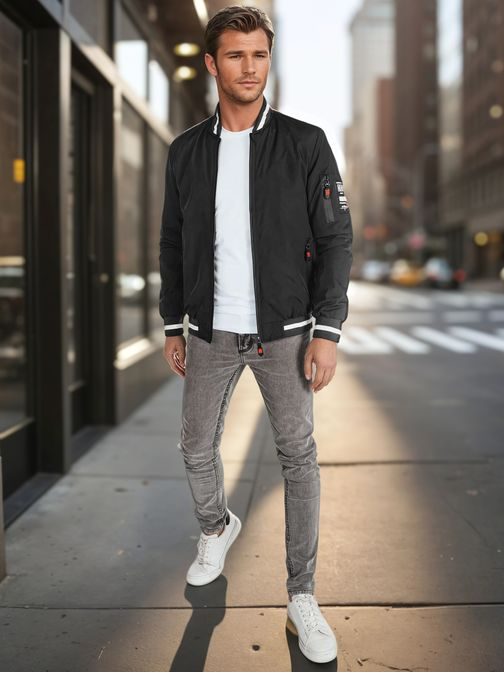 Divatos fekete bomber dzseki