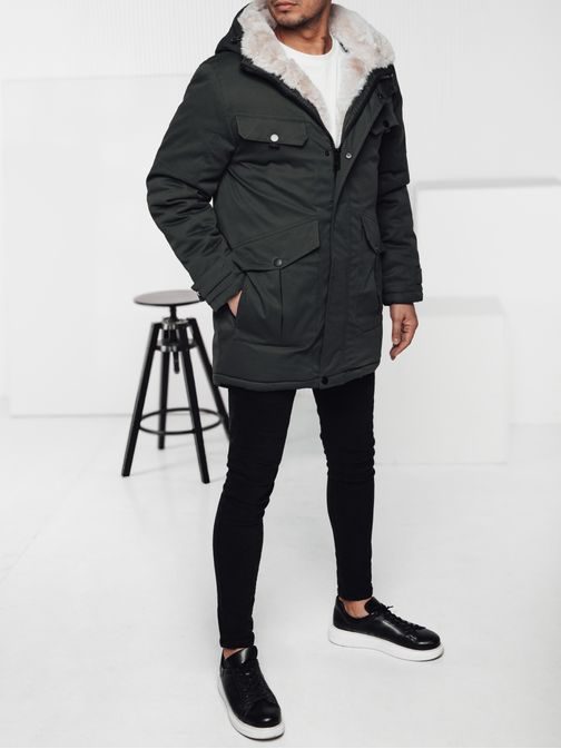 Meleg férfi parka zöld színben