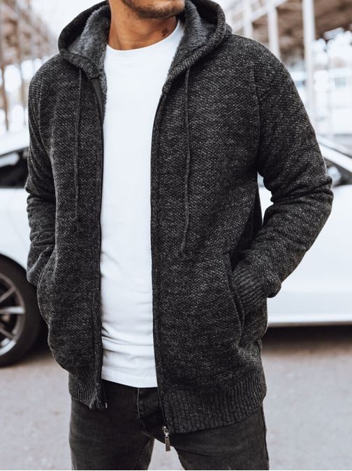 Trendi grafit szürke cipzáras kapucnis felső