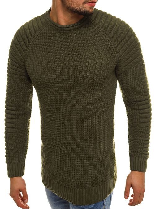 Divatos khaki színű pulóver MADMEXT 2028