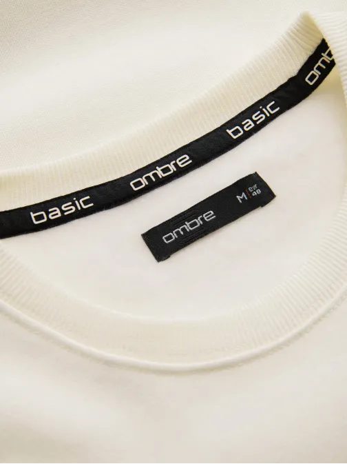 Basic pamut férfi pulóver krém V5 om-ssbn-0159