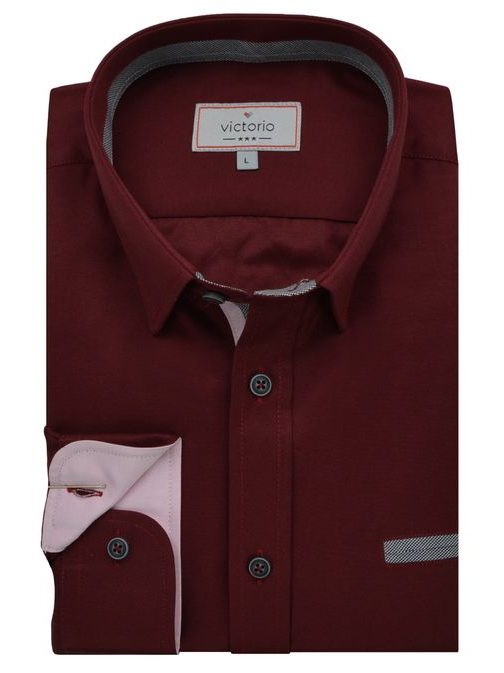 Férfi ing Burgundi vörös színben