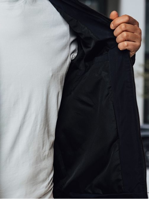 Férfi átmeneti sötétkék kabát kapucni nélkül