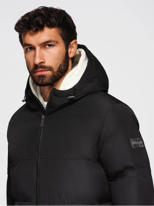 Vonzó steppelt fekete férfi parka V1 JALJ-0269