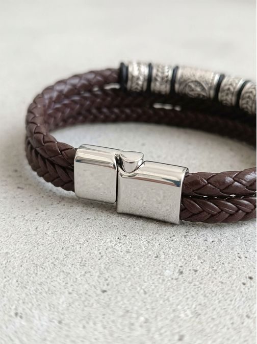 Háromszoros design férfi karkötő barna