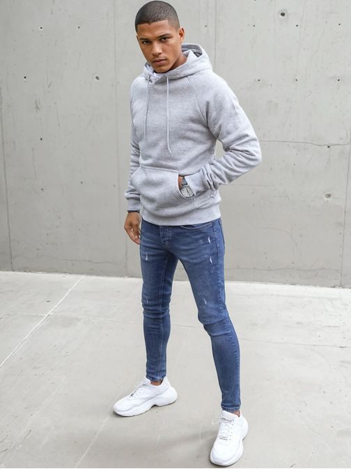 Kényelmes halvány szürke kapucnis felső