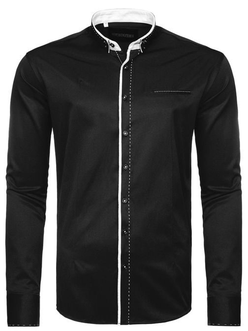 Modern fekete ing feltünő szegéllyel 2219