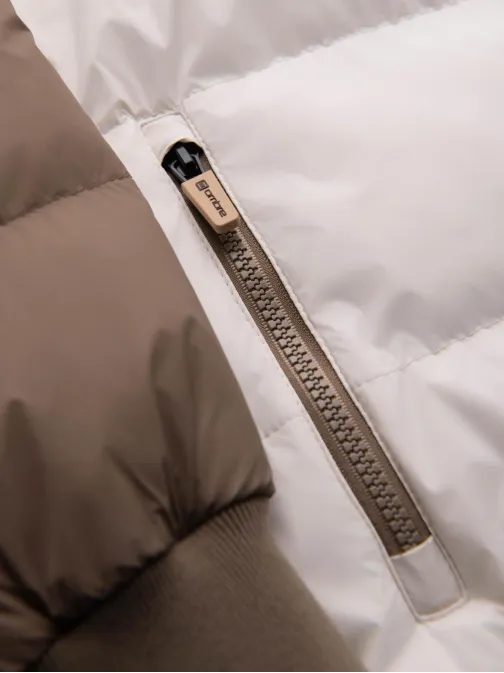 Bézs-fehér steppelt retro kabát V2 JALP-0296