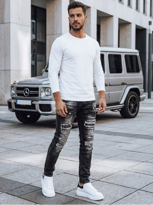 Divatos férfi skinny farmer fekete