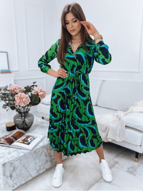 Zöld női ruha érdekes kivitelben kék árnyalattal Egzotic