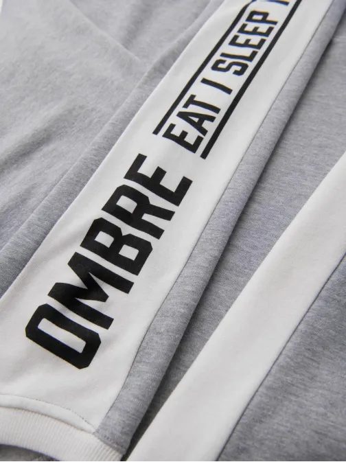 Divatos szürke kapucnis pulóver díszes ujjakkal V2 OM-SSNZ-0200 OM-SSNZ-0200