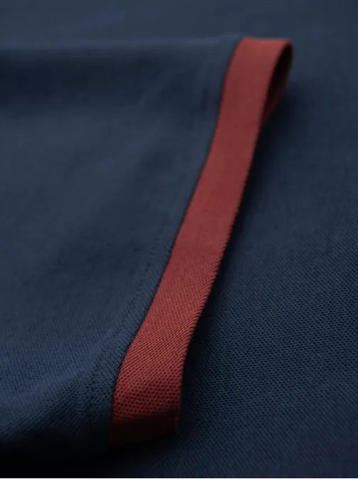 Modern sötétkék pamut V-nyakú póló V1 TSCT-0198