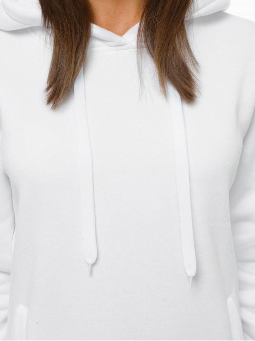 Különleges fehér női pulóver kapucnival JS/YS10005/1
