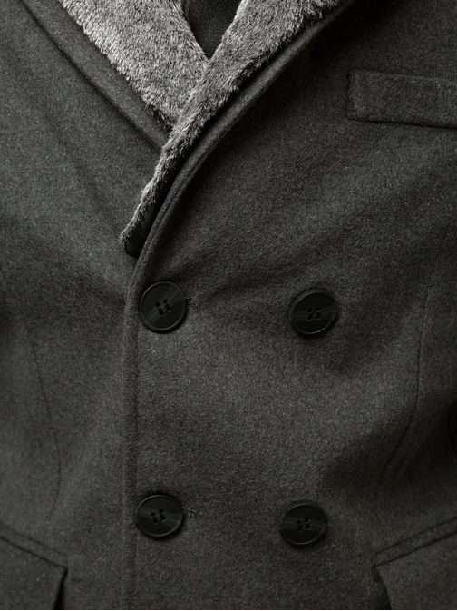 Grafit szürke kabát műszőrme díszítéssel O/5626