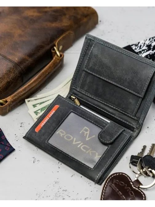 Grafit férfi bőr pénztárca csat nélkül