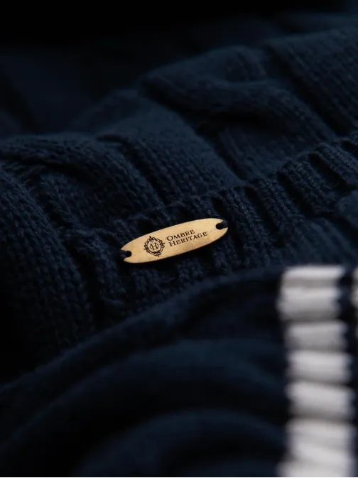 Kötött pulóver férfiaknak sötétkék v1 om-swcd-0152