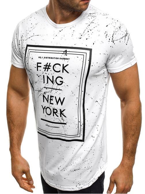 Fehér festék fröcskölt mintás póló J.STYLE SS180