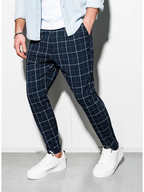 Sötét kék kockás mintás nadrág p884