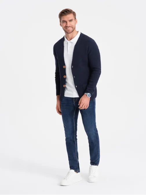 Elegáns sötét kék kardigán V3 SWCD-0109