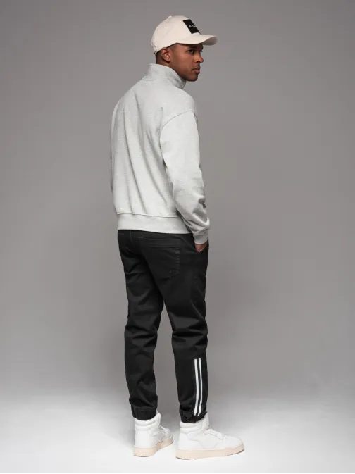 Egyedi fekete farmer joggerek oldalcsíkokkal PADJ-0156