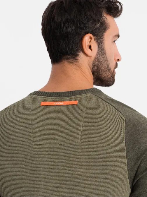 Érdekes olíva mintás pulóver V2 SWSW-0121