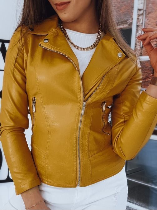 Egyszerű sárga női műbőrdzseki Feels