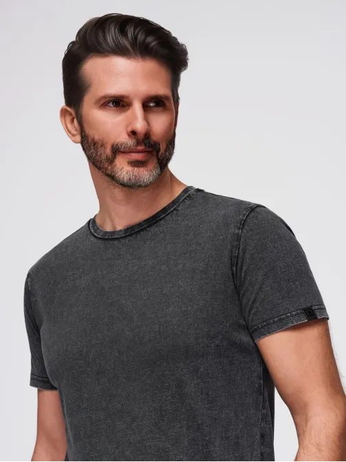 Fekete férfi póló mosott mintával V1 TSWT-0116