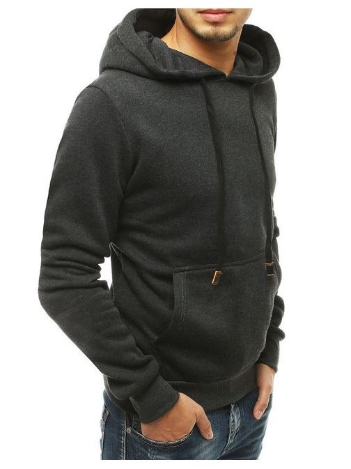 Egyszerű sötét szürke kapucnis pulóver