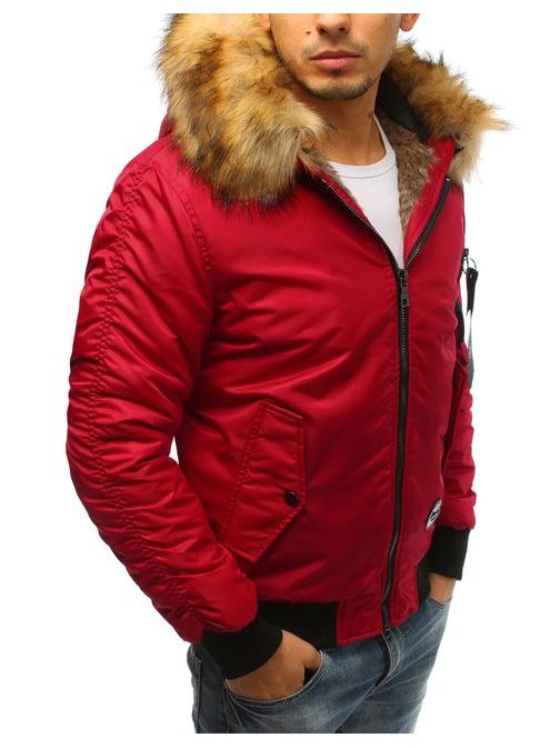 Divatos piros szőrmés dzseki