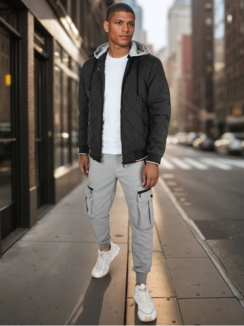 Modern steppelt fekete bomber kabát