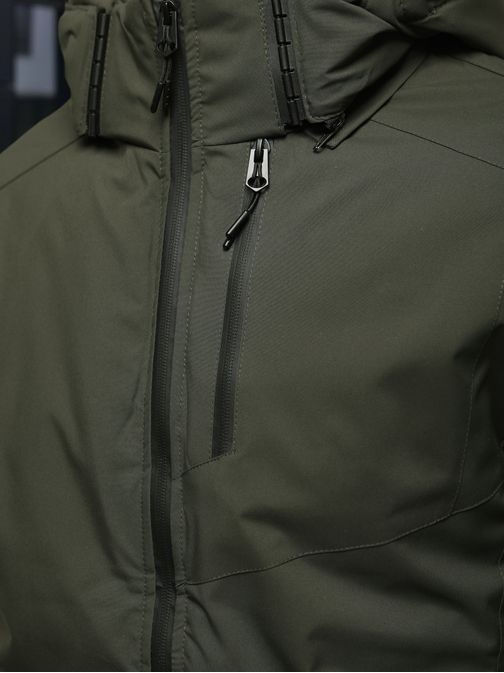 Egyedi zöld téli kabát kapucnival