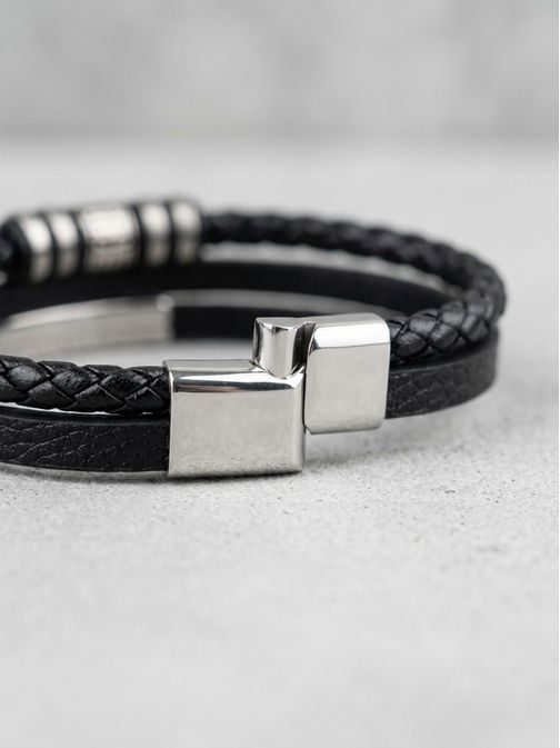 Háromszoros design férfi karkötő fekete