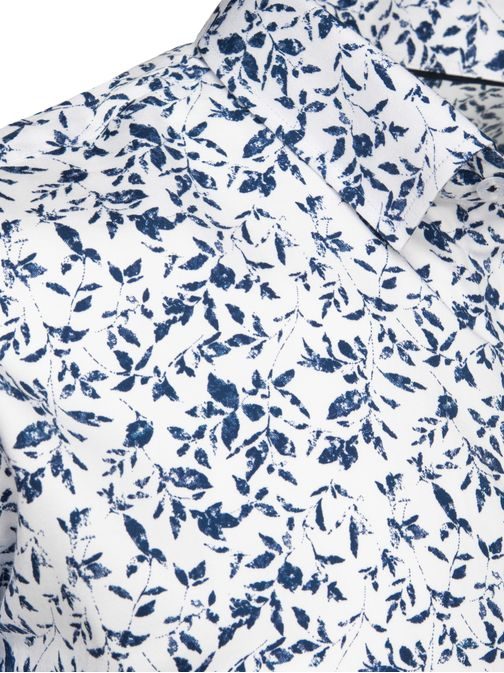 Egyedi fehér ing kék virágos mintával