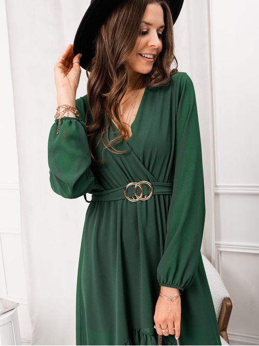 Stílusos sötétzöld női ruha DLR050