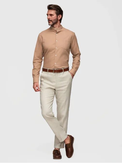 Világosbarna ing, normál szabású V7 K704