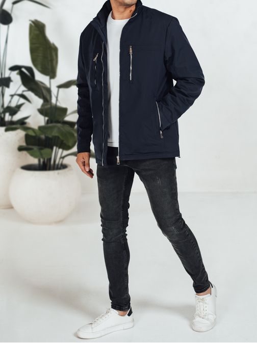 Kék steppelt férfi kabát az átmeneti időszakra