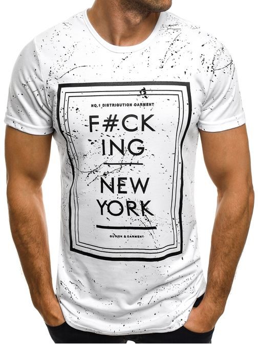 Fehér festék fröcskölt mintás póló J.STYLE SS180