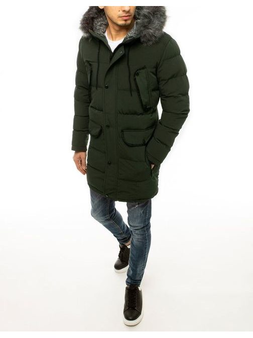 Elegáns sötét zöld parka kabát