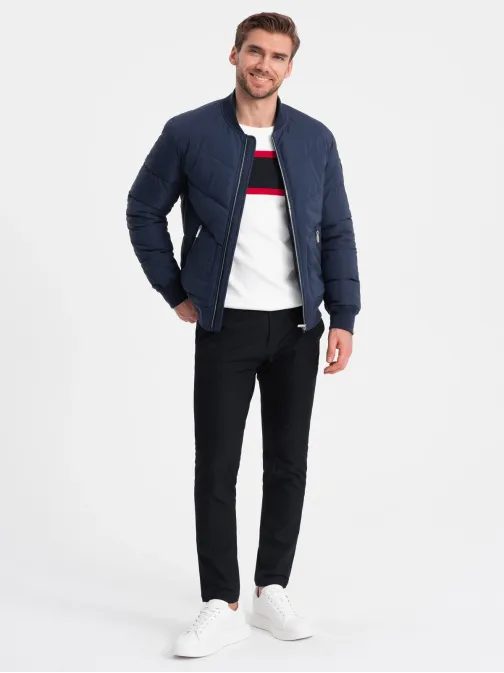Stílusos sötét kék bomber dzseki  V2 OM-JALP-0143