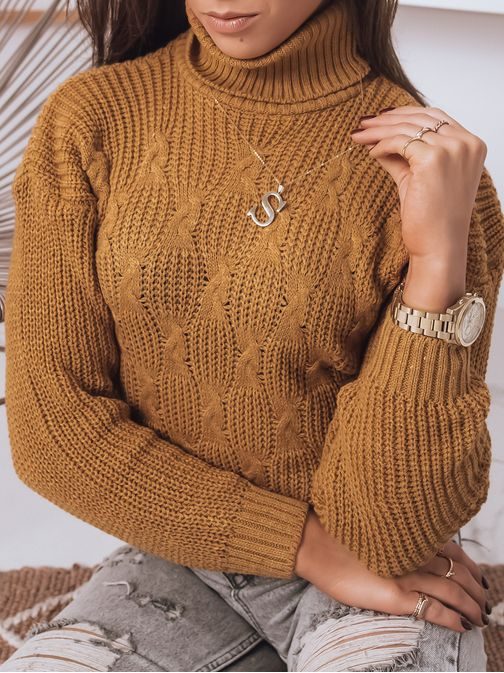 Kamel színű női pulóver eredeti kivitelben Auri