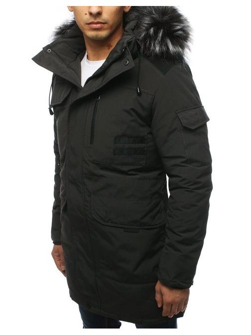Modern sötét szürke parka kabát