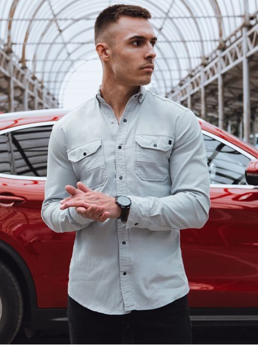 Vonzó farmer ing szürke színben