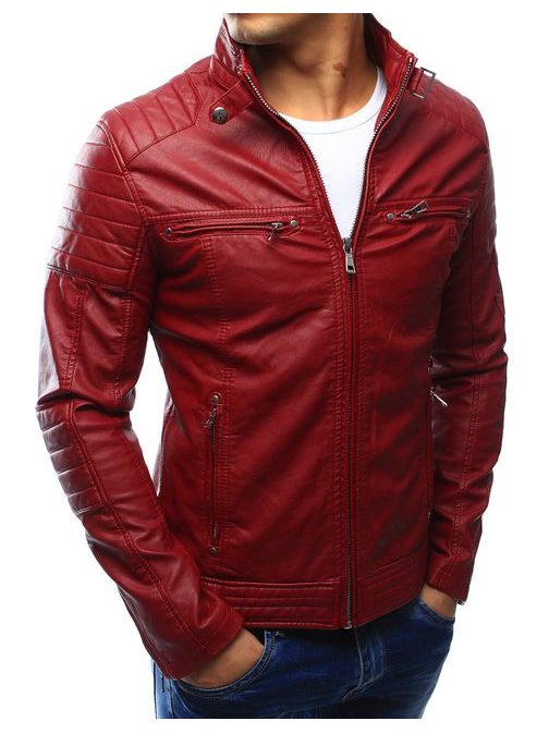 Érdekes piros műbőrdzseki