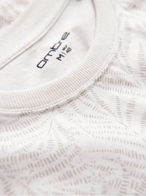 Bézs póló pálma levél motívummal V1 TSFP-0182