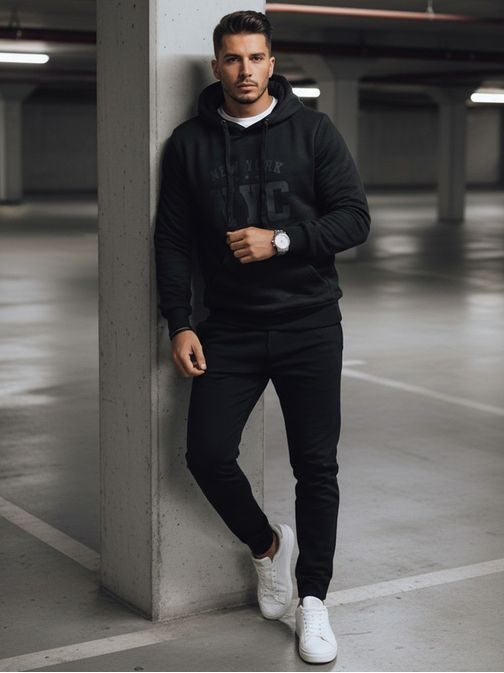 Fekete férfi kapucnis pulóver NYC felirattal